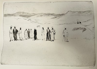 Lot 26 - Emil Orlik (1870-1932) etching, Desert scene, pencil signed
