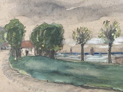 Lot 90 - French School late 18th century watercolour and pencil, signed indistinctly, partial label verso