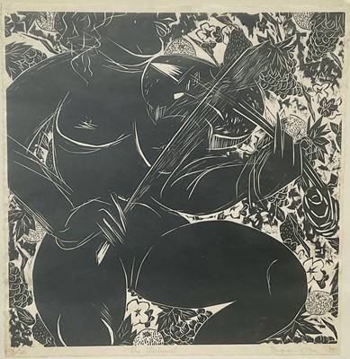 Lot 13 - Tsugumi Ota (b. 1951) print - The Violinist, signed, titled, numbered 3/30, 64cm x 62cm, glazed frame