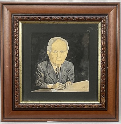 Lot 93 - James Lloyd (1905-1974) watercolour - A Professional Man, signed, 17cm x 16cm, glazed frame