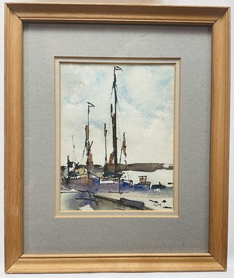 Lot 24 - Geoff Marsters (1929-2022) watercolour of Thames Barges