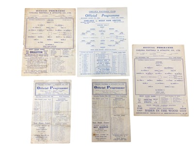Lot 278 - Chelsea v West Ham March 4th 1944, 25th December 1944, 2nd April 1945, October 13th 1945, January 26th 1946 (5)