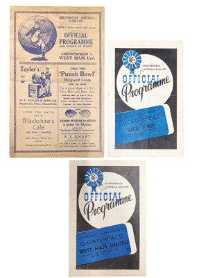 Lot 279 - Chesterfield v West Ham April 14th 1933, 21st February 1948, 28th August 1948 (3)