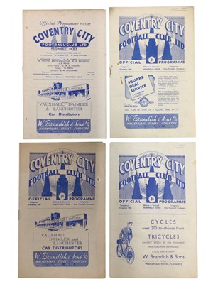 Lot 280 - Coventry City v West Ham 14th February 1948, 11th April 1950, 24th March 1951, February 9th 1952 (4)