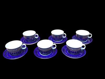 Lot 1130 - Finland Arabia Valencia pattern six person coffee set