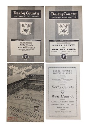 Lot 282 - Derby County v West Ham November 17th 1945, 11th January 1958, 17th October 1953, December 25th 1954 (4)