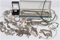 Lot 3294 - Box of Silverer and white metal Jewellerylery -...