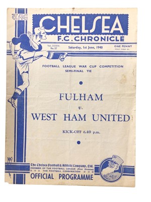 Lot 284 - Fulham v West Ham Football League War Cup Competition Semi Final Tie 1st June 1940