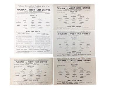 Lot 286 - Fulham v West Ham May 27th 1940, November 29th 1941, October 31st 1942, October 30th 1943, November 11th 1944 (5)