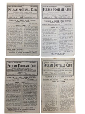 Lot 287 - Fulham v West Ham February 2nd 1946, September 9th 1946, May 1st 1948, May 7th 1949 (4)