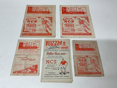 Lot 294 - Nottingham Forest v West Ham March 9th 1946, April 5th 1947, January 3rd 1948, December 4th 1948, November 3rd 1951 (5)