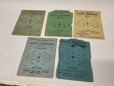 Lot 295 - Leyton Orient v West Ham December 27th 1941, April 18th 1942, September 26th 1943, November 4th 1944 (5)
