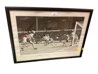 Lot 382 - West Ham: limited edition print of Trevor Brooking scoring the goal in the 1980 FA Cup Final (133/500), signed by the player, together with another framed and signed West Ham print (2)