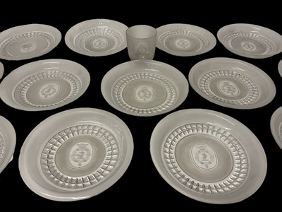 Lot 14 - Collection of fifteen 19th century etched glass dishes, with armorial crests