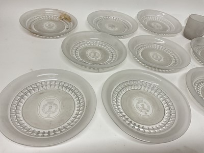 Lot 14 - Collection of fifteen 19th century etched glass dishes, with armorial crests