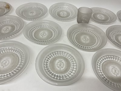 Lot 14 - Collection of fifteen 19th century etched glass dishes, with armorial crests