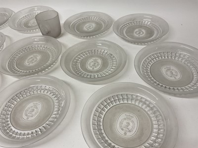 Lot 14 - Collection of fifteen 19th century etched glass dishes, with armorial crests