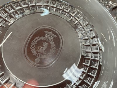 Lot 14 - Collection of fifteen 19th century etched glass dishes, with armorial crests