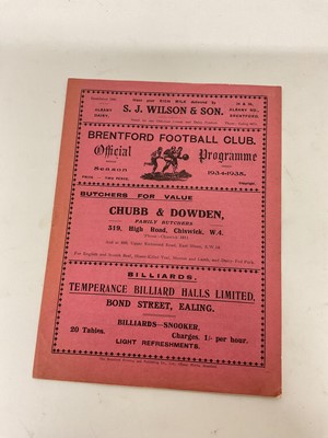 Lot 306 - Brentford v West Ham September 8th 1934