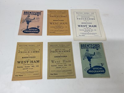 Lot 307 - Brentford v West Ham November 15th 1941, October 10th 1942, January 29th 1944. September 22nd 1945, November 22nd 1947, October 2nd 1948 (6)