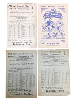 Lot 308 - Millwall v West Ham 20th October 1945, 25th January 1947, 1st September 1947, 31st October 1955 (4)