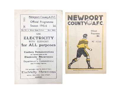 Lot 309 - Newport v West Ham March 30th 1945, April 19th 1947 (2)