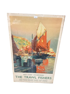 Lot 2418 - Original LNER railway poster: East Coast Occupations - The Trawl Fishers, after Frank H. Mason