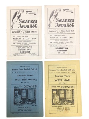 Lot 310 - Swansea v West Ham April 19th 1946, October 26th 1946, December 27th 1949, March 26th 1951 (4)