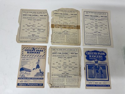 Lot 299 - Queens Park Rangers v West Ham 7th November 1942, 8th January 1944, 16th September 1944, 17th February 1945, 23rd October 1948, September 24th 1949 (6)