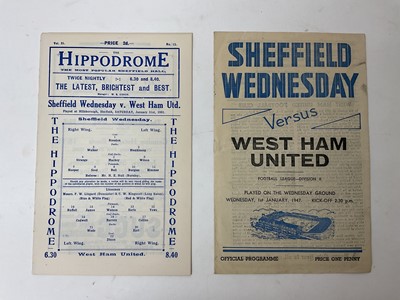Lot 302 - Sheffield Wednesday v West Ham January 31st 1931 - Ex binder, 1st January 1947 (2)