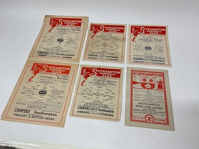 Lot 303 - Southampton v West Ham October 16th 1943, November 18th 1944, November 10th 1945, December 7th 1946, January 31st 1948, April 9th 1949 (6)