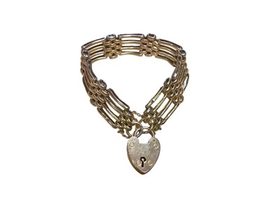 Lot 2 - 9ct gold gate bracelet with padlock clasp