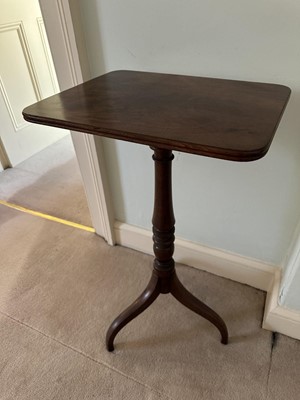 Lot 1256 - George III mahogany side table with rectangular top, turned column and tripod base, 42.5cm x 34cm