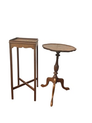 Lot 5287 - 19th century mahogany kettle stand (water marked), mahogany tripod stand and a Georgian-style walnut wine table