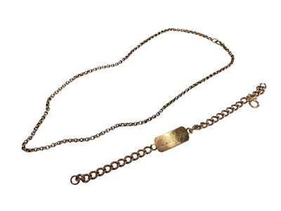 Lot 7 - 9ct gold belcher link chain and 9ct gold identity bracelet