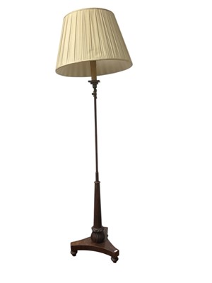 Lot 5289 - Regency rosewood pole screen converted to a standard lamp