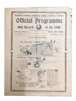Lot 315 - Tottenham Hotspur v West Ham September 9th 1933