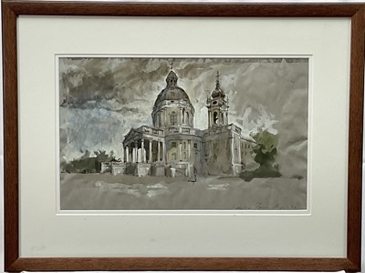 Lot 870 - Francis Terry, contemporary, ink and watercolour - Basilica de Superga, inscribed verso, in glazed frame