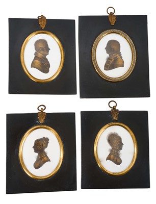 Lot 772 - Group of four 19th century portrait miniatures from the studio of Miers and Field, in ebonised and gilt frames