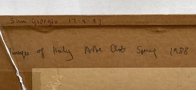 Lot 1001 - *Ken Howard (1932-2022) watercolour - San Giorgio, Venice, signed and dated 17.9.87, 17.5cm x 26cm, in glazed frame