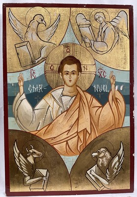 Lot 185 - 20th century Greek icon of a religious figure, 30 x 21cm.