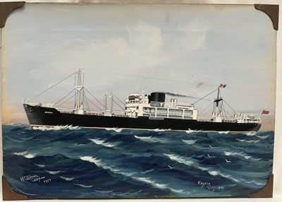 Lot 255 - H. Crane, gouache, the merchant ship Kadeik, signed and inscribed, 29 x 36cm.