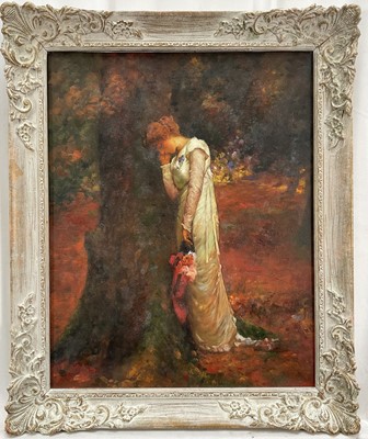 Lot 257 - English School 20th century, oil on canvas, "Love Lost", in painted frame, 39 x 49cm.