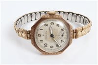 Lot 3315 - 1930s ladies' gold (9ct) Rolex wristWatches in...