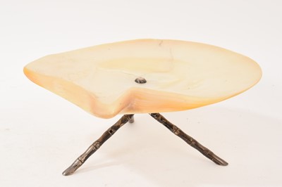 Lot 769 - Early 20th century mother of pearl caviar dish with white metal bamboo formed support