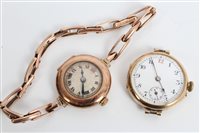 Lot 3316 - Two 1930s ladies' gold (9ct) wristWatcheses -...