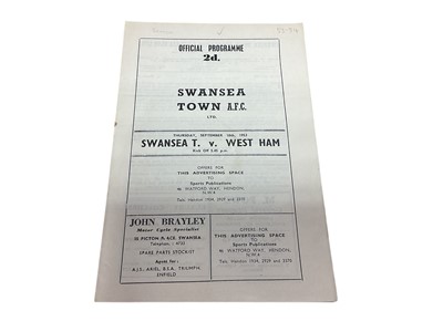 Lot 319 - Swansea Town v West Ham September 10th 1953