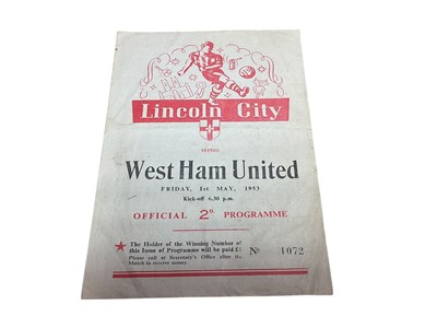 Lot 320 - Lincoln City v West Ham 1st May 1953