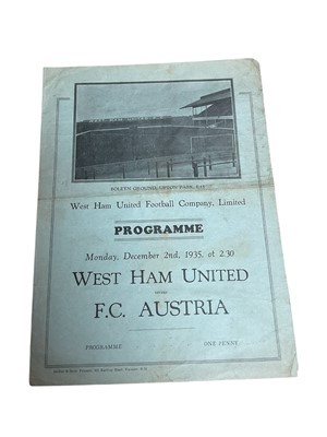 Lot 325 - West Ham v FC Austria December 2nd 1935