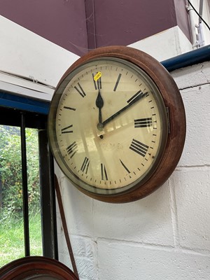 Lot 66 - Edwardian mahogany cased wall clock and a similar clock
